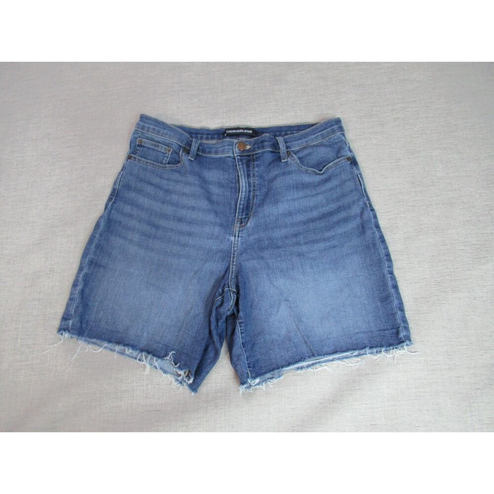 Calvin Klein Jeans Shorts Womens Size 12 Blue Denim Cowgirl Cut Off Ranch Grunge